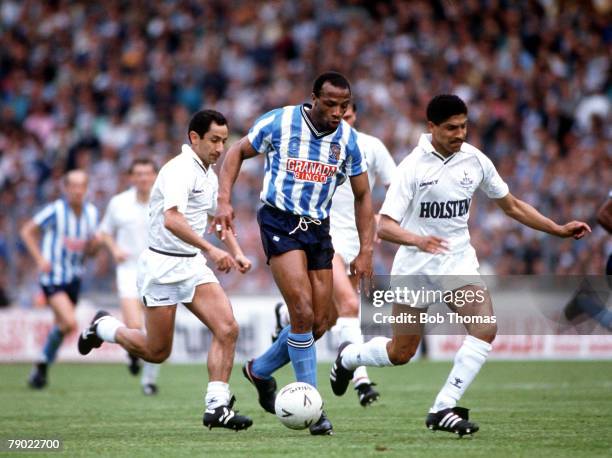 Football, 1987 FA Cup Final, Wembley, 16th May Coventry City 3 v Tottenham Hotspur 2, Coventry's Cyrille Regis moves away fron Tottenham's Osvaldo...
