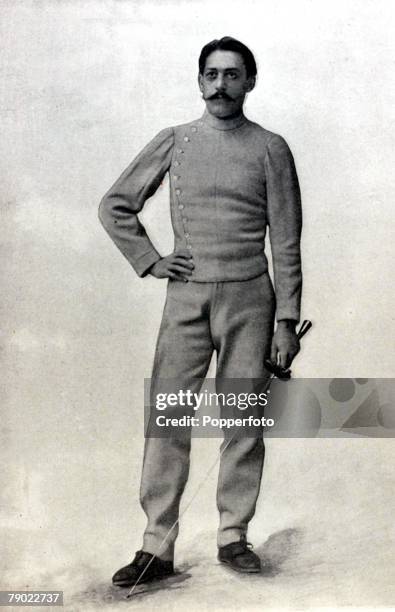Sport, Fencing, 1900 Olympic Games, Paris, France, Masters Foil Fencing, Lucien Merignac, France, the Gold medal winner