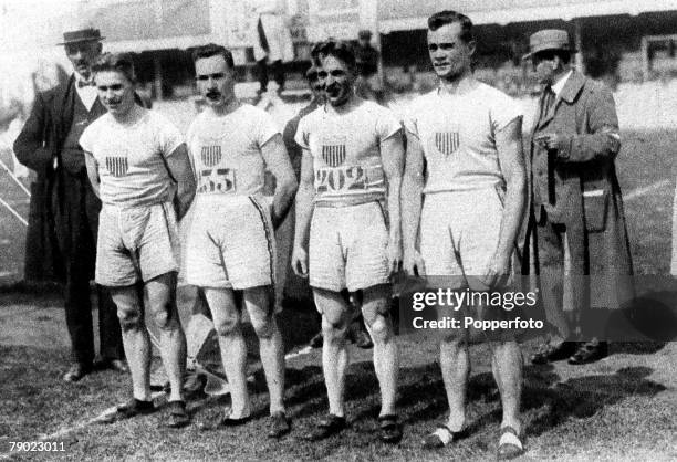 Sport, Athletics, 1920 Olympic Games, Antwerp, Belgium, Mens 4 x100 metres relay, U,S,A, the Gold medal winners, the team was Charles Paddock,...