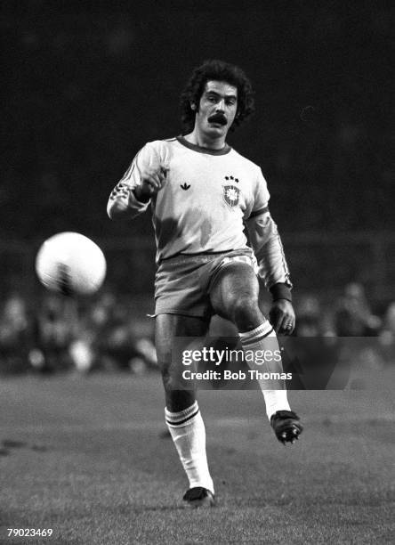Sport, Football, Wembley, London, England, 19th April 1978, International Friendly, England 1 v Brazil 1, Brazil's Roberto Rivelino