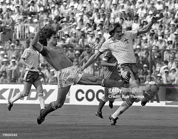 Football, 1982 World Cup Finals, Second Phase, Madrid, Spain, 1st July 1982, Northern Ireland 1 v France 4, Northern Ireland's John McClelland is...