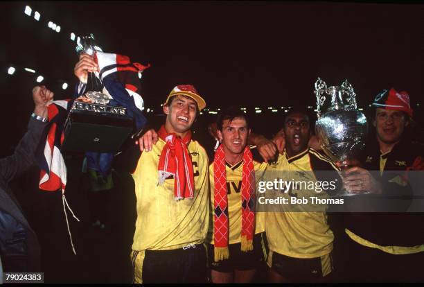 Sport, Football, Anfield, England, League Division One, 26th May 1989, Liverpool 0 v Arsenal 2, Arsenal's Tony Adams, Martin Hayes, David Rocastle...