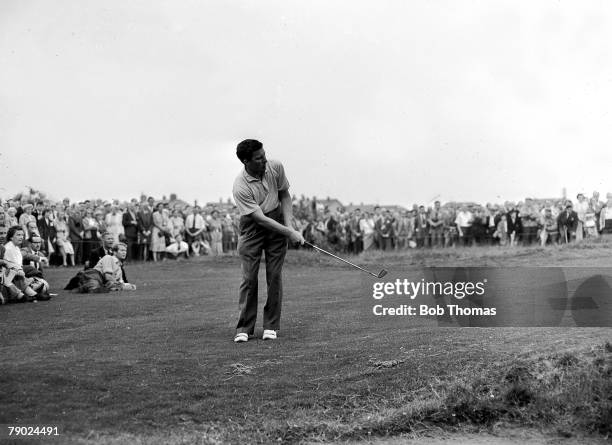 Golf, British Open Golf Championships, July 1958, Royal Lytham St Annes, Lancashire, Australia+s Peter Thomson plays a delicate pitch shot on to the...