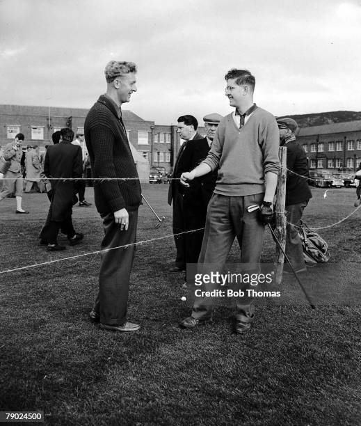 Golf, PGA Closed Golf Championship, April 1957, Maerdy, Llandudno, Britain+s Bernard Hunt is pictured with his brother Geoff at the tournament