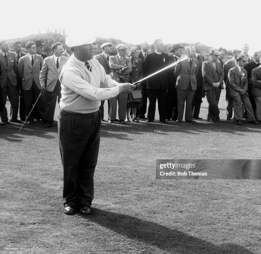 Golf. 1954 British Open Championship at Royal Birkdale. A picture of Harry Bradshaw of Great Britain playing a shot.