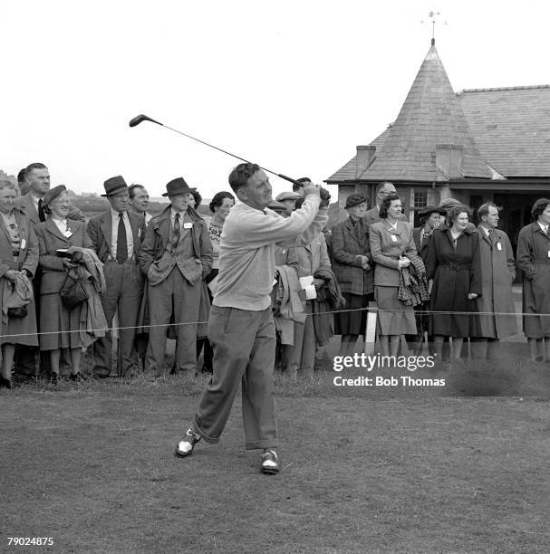 Golf, 1957 British Open Championship at Portrush, A picture of Fred Daly of Ireland playing a shot