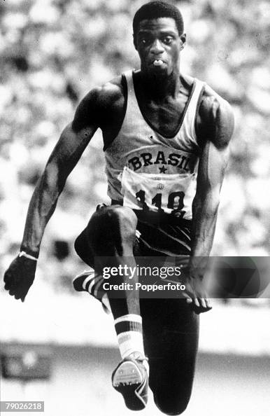 Joao Carlos de Oliveira of Brazil in action to finish in third place