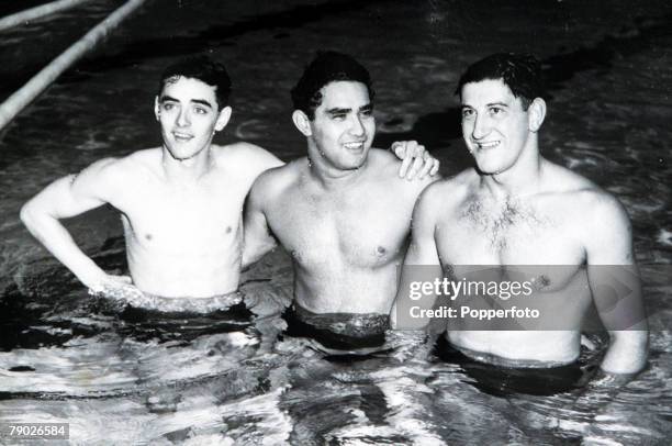 Olympic Games, London, England, Swimming, Men's 400 Metres Freestyle, USA's gold medal winner William Smith with silver medallist James McLane of USA...