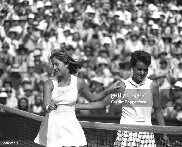 Sport, All-England Lawn Tennis Championships, Wimbledon, London, England, 2nd July 1976, Ladies Singles Final, Chris Evert, U,S,A, and Australia's...