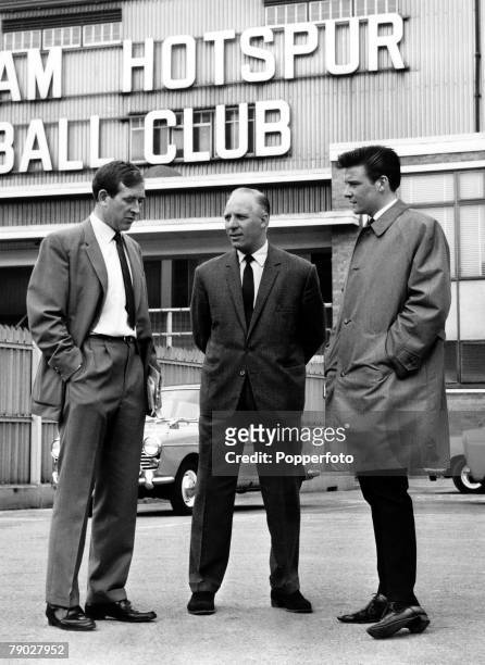 Sport, Football, London, England, circa 1964, Tottenham Hotspur+s new signing Cyril Knowles at White Hart Lane with Club Captain Danny Blanchflower...