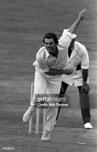 Cricket County Ground, Northampton, Northamptonshire v Australia, Australian bowler Greg Chappell, brother of captain Ian Chappell, in bowling action