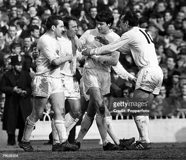 Sport, Football, League Division One, White Hart Lane, London, England, 9th March 1968, Tottenham Hotspur v Liverpool, Tottenham players Dave Mackay,...