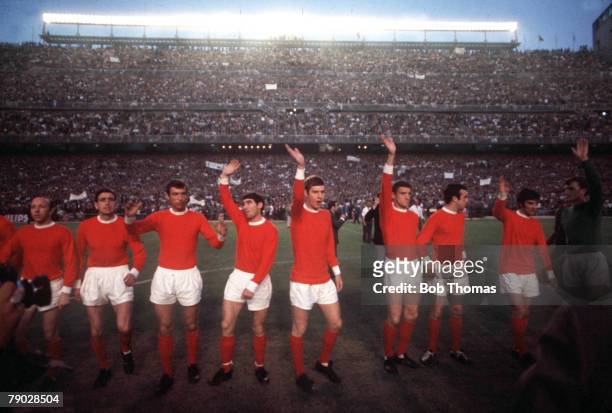 Football, 1968 European Cup Semi Final, Second Leg, 15th May 1968, Santiago Bernebeu Stadium, Spain, Real Madrid 3 v Manchester United 3, United...