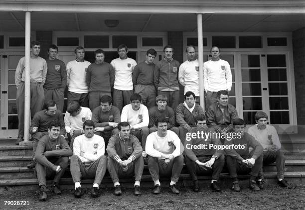 Sport, Football, February 1968, England Squad prior to the Home Championship and European Nations Cup Qualifying match with Scotland at Hampden Park,...