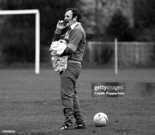 Sport, Football, 7th February 1977, England Manager Don Revie is pictured at a training session