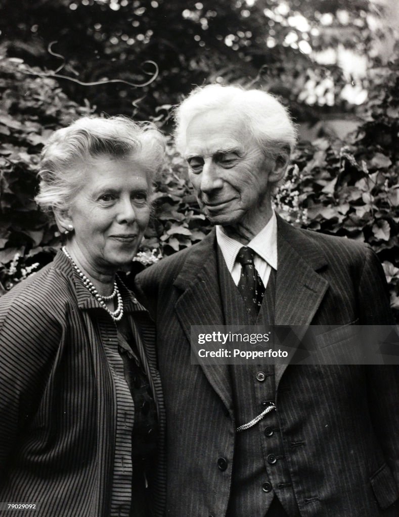 Philosophy/Mathematics. England. 18th September 1961. Lord Bertrand Russell, English born philosopher and mathematician at his Chelsea, London home with his wife Lady Russell.