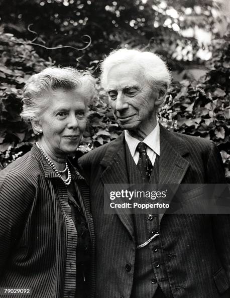 Philosophy/Mathematics. England. 18th September 1961. Lord Bertrand Russell, English born philosopher and mathematician at his Chelsea, London home with his wife Lady Russell. Philosophy/Mathematics. England. 18th September 1961. Lord Bertrand Russell, English born philosopher and mathematician at his Chelsea, London home with his wife Lady Russell.