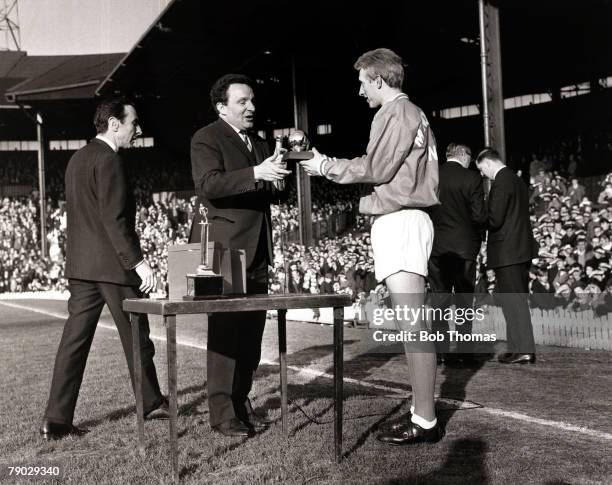 Sport/Football, Old Trafford, England Manchester United striker Denis Law receives his award after being chosen as the European Footballer of the...