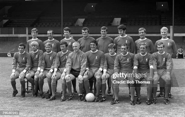 Sport, Football, Anfield, England, The Liverpool FC First Team squad for the 1969-70 season line up together for a group photograph, Back Row L-R:...