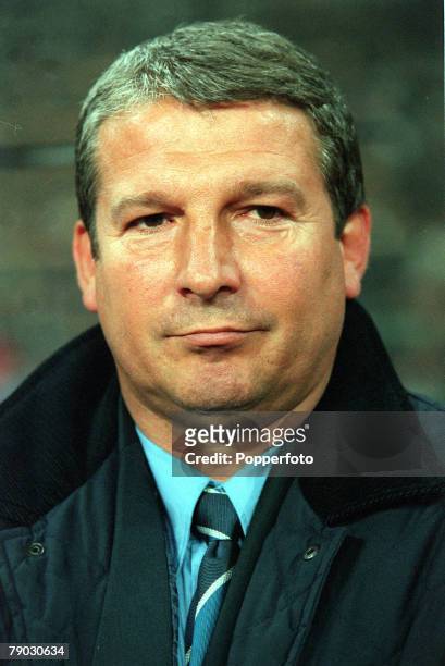 Football, 1999 UEFA Cup Final, Moscow, 12th May Parma 3 v Marseille 0, Marseille coach Rolland Courbis