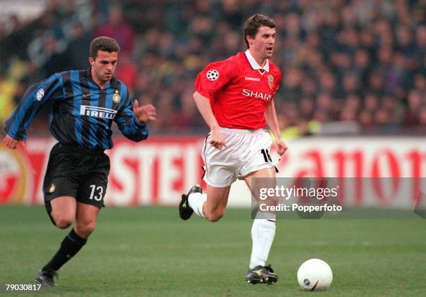 Football, 1999 UEFA Champions League Quarter-Final, Second Leg, San Siro Stadium, 17th March Inter Milan 1 v Manchester United 1, Manchester United's...