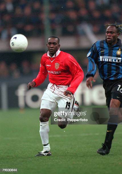 Champions League Quarter-Final, Second Leg, San Siro Stadium, 17th March Inter Milan 1 v Manchester United 1, Manchester United's Dwight Yorke and...