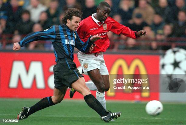 Champions League Quarter-Final, Second Leg, San Siro Stadium, 17th March Inter Milan 1 v Manchester United 1, Manchester United's Andy Cole is...
