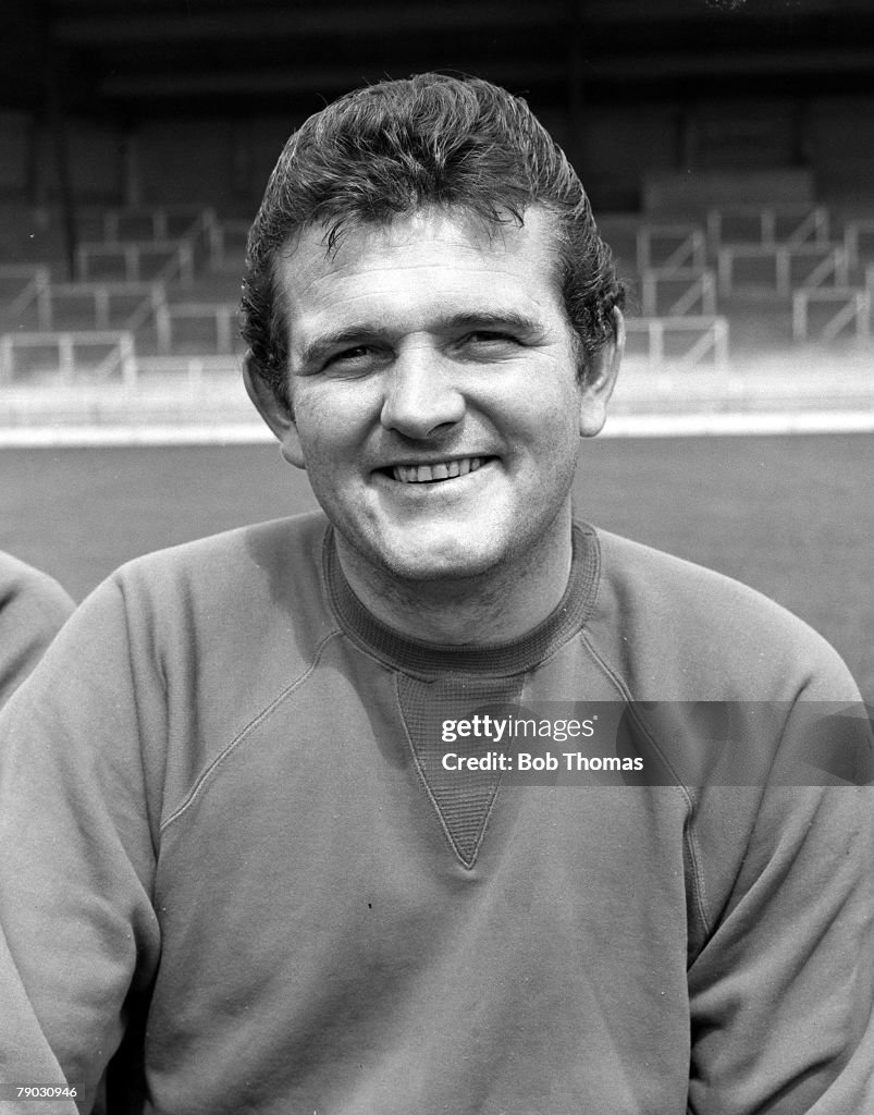 Sport. Football. Anfield, England. July 1968 Photocall. Liverpool FC goalkeeper Tommy Lawrence.