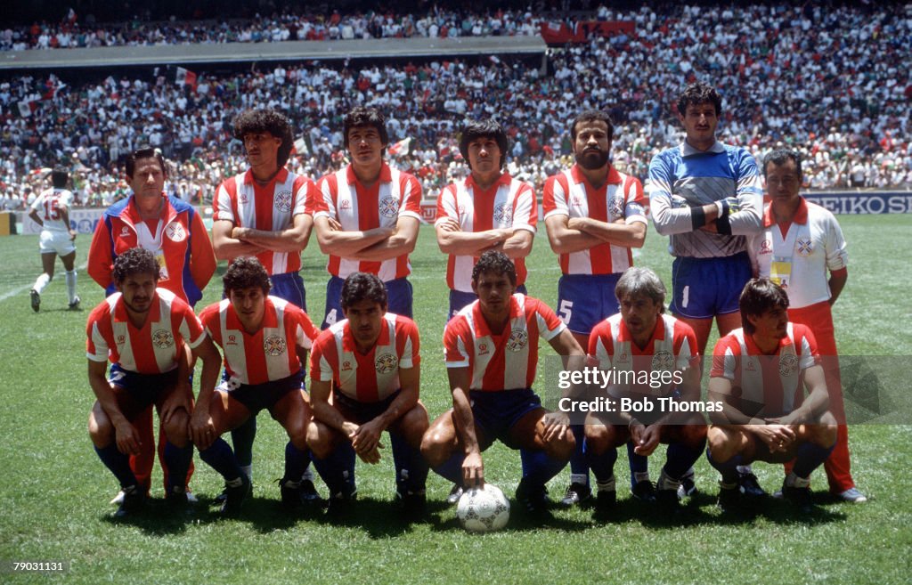 1986 World Cup Finals. Azteca Stadium, Mexico. 7th June, 1986. Mexico 1 v Paraguay 1. The Paraguay team pose for a group photograph before the match.