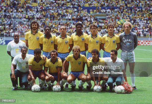 World Cup Finals, Guadalajara, Mexico, 12th June Brazil 3 v Northern Ireland 0, The Brazil team pose for a group photograph before the match
