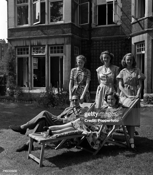 England Peter Churchill and his wife Odette are pictured at home with their three daughters, Odette was a British Secret agent during World War II