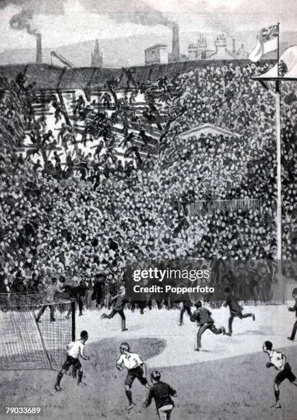 Sport, Football, Ibrox Park, Glasgow, 5th April 1902, Home International Match, Scotland 1 v England 1, This illustration shows part of the West...