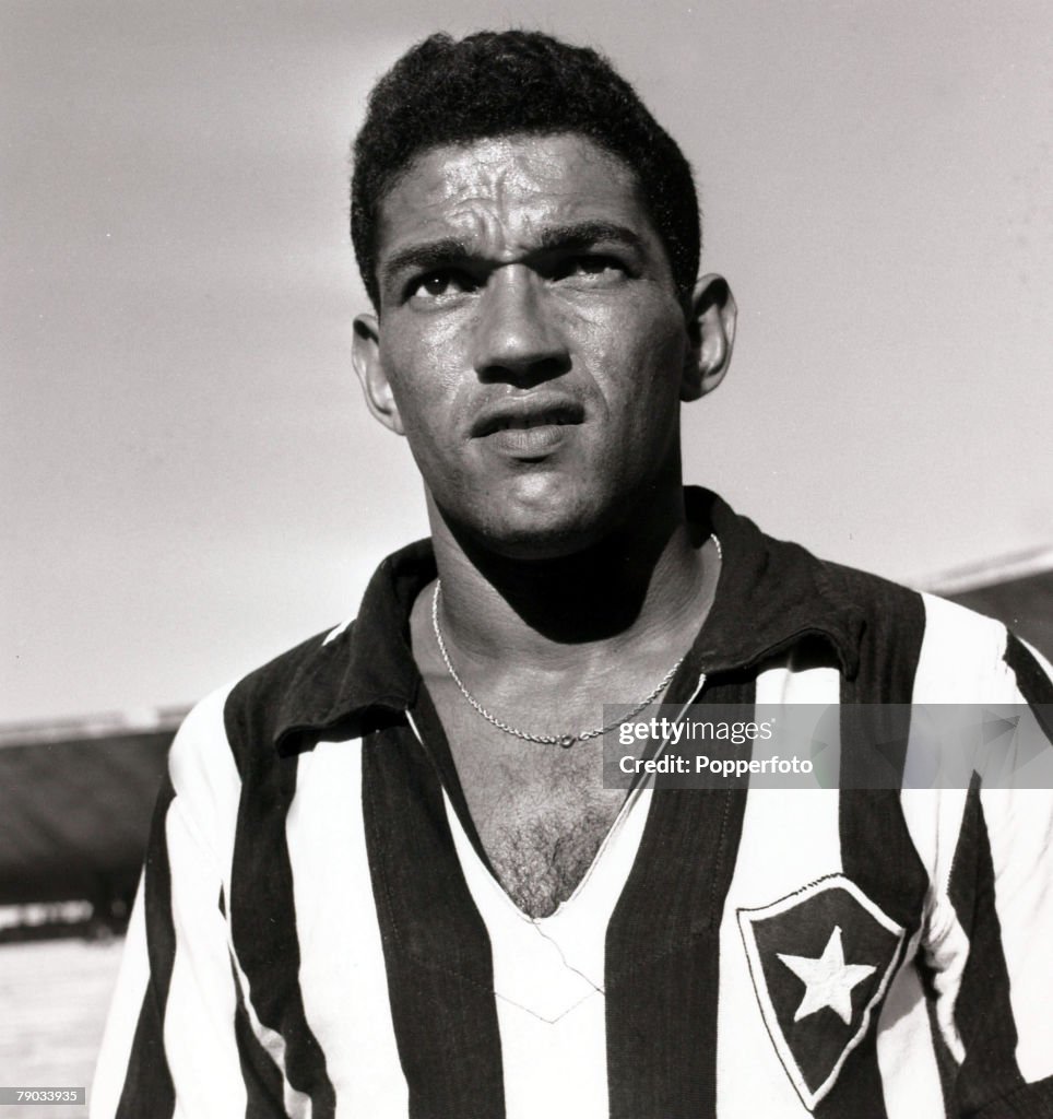 Sport. Football. circa 1962. Brazil star Garrincha pictured in his Botafogo club strip. He played 60 times for Brazil and with he and Pele in the team the national side never lost, his first international defeat occurred in his last game for Brazil in the