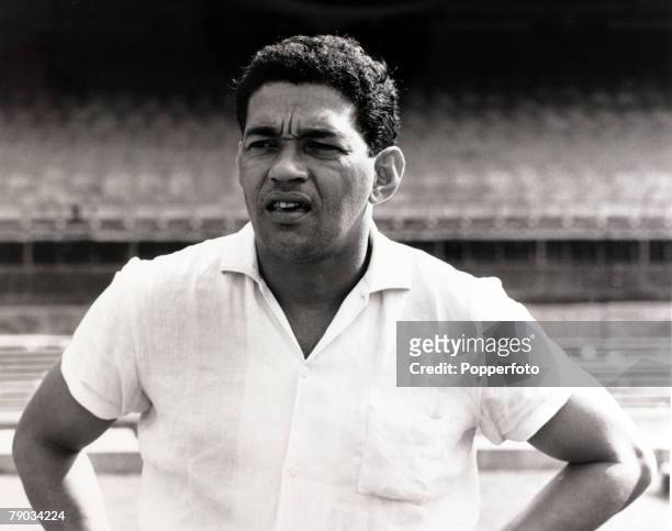Sport, Football, July 1967, Brazil star Garrincha pictured in the Maracana Stadium, Rio de Janeiro, He played 60 times for Brazil and with he and...