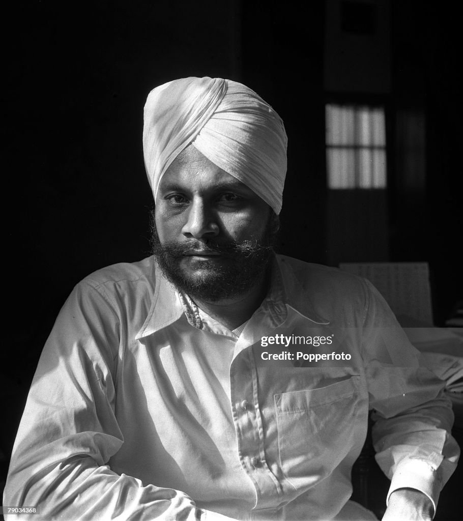 Calcutta, India, Asia. 1947. A portrait of Sardar Baldev Singh, the Indian Sikh leader and Defence Minister in the Interim Government is pictured in his New Delhi office.
