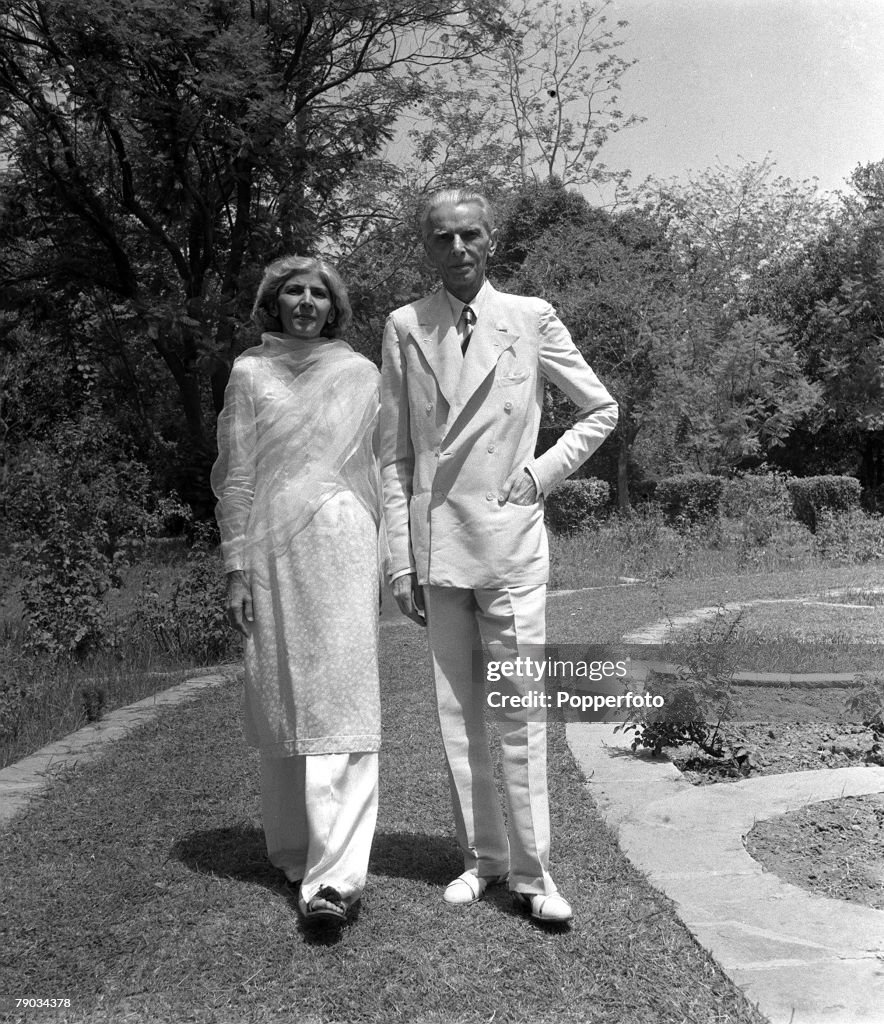 Calcutta, India, Asia. 1947. Indian Moslem leader Mr MA Jinnah is pictured with his sister Fatima in New Delhi.