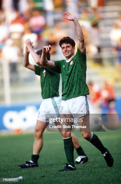 World Cup Finals, Second Phase, Genoa, Italy, 25th June Republic Of Ireland 0 v Romania 0 , Republic Of Ireland's Andy Townsend salutes the fans at...