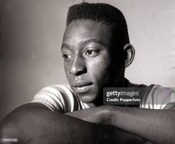 Sport, Football, circa 1958, Brazil's young international star Pele, portrait, Pele was perhaps the most famous footballer of all time and featured...