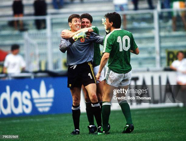 World Cup Finals, Second Phase, Genoa, Italy, 25th June Republic Of Ireland 0 v Romania 0 , Republic Of Ireland's Andy Townsend and Tony Cascarino...