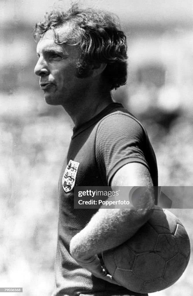Sport. Football. World Cup Finals. Leon, Mexico. 14th June 1970. Quarter Final. England 2 v West Germany 3 (after extra time). England Captain Bobby Moore looks pensive during the match.