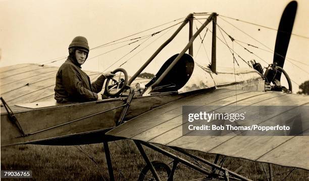 Early Aviation, Mr, Norman C Spratt in the Deperdussin monoplane, circa 1915