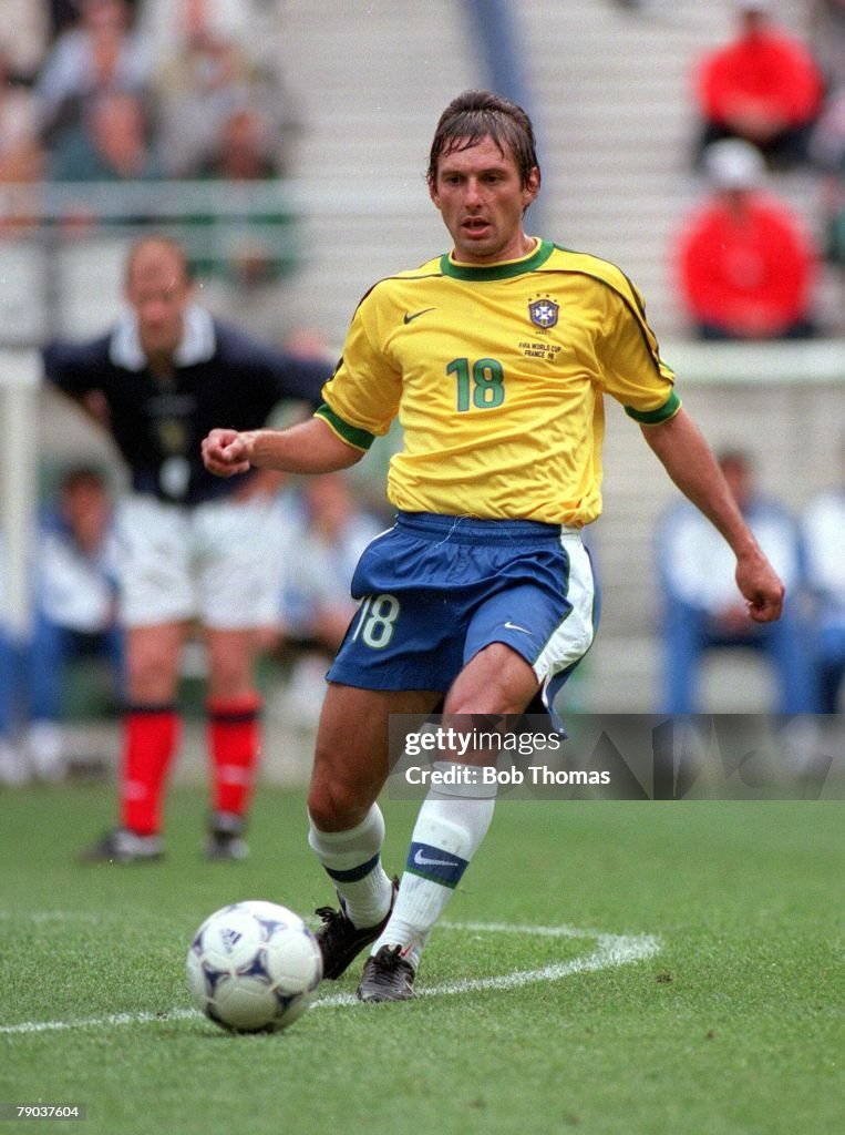 1998 World Cup Finals. St Denis. Paris. 10th June, 1998. Brazil 2 v Scotland 1. Brazil's Leonardo in action during the match.