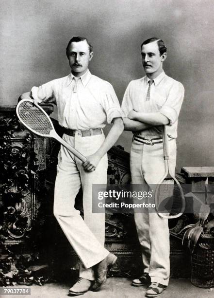 Sport, Tennis, All England Lawn Tennis Championships, Wimbledon, London, England, pic:1880, The Renshaw brothers William, and Ernest, who dominated...