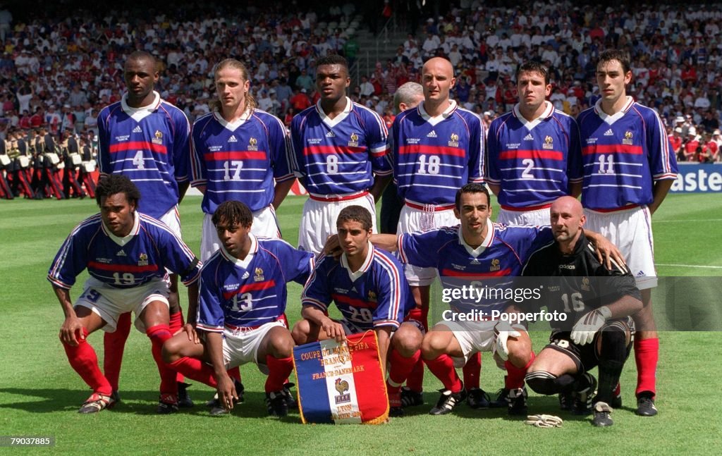 1998 World Cup Finals. Lyon, France. 24th June, 1998. France 2 v Denmark 1. The French team group.