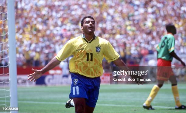 World Cup Finals, Stanford, USA, 24th June Brazil 3 v Cameroon 0, Brazil's Romario celebrates after he scored the 1st goal