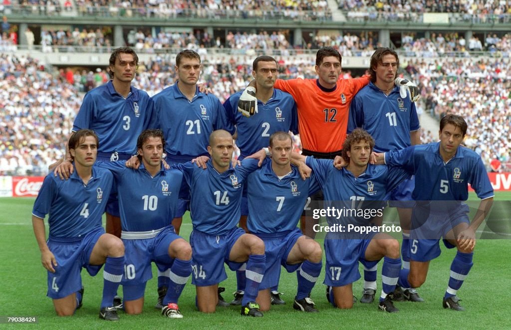 1998 World Cup Finals. Quarter Final. Paris, France. France 0 v Italy 0 (France win 4-3 on penalties). 3rd July, 1998. Italy team group.