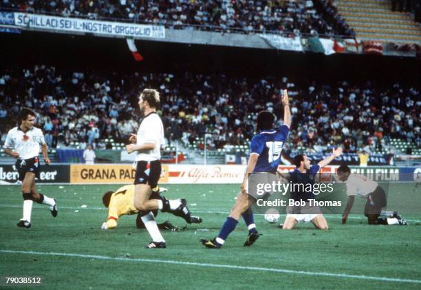 World Cup Third Place Play Off, Bari, Italy, 7th July Italy 2 v England 1, Italy's Salvatore Schillaci appeals for a penalty after being fouled by...