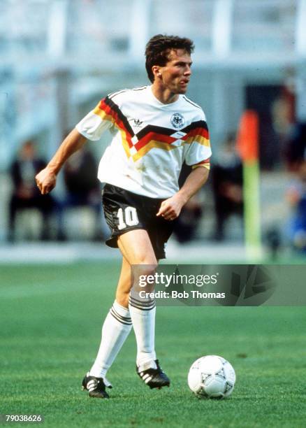 World Cup Quarter Final, Milan, Italy, 1st July West Germany 1 v Czechoslovakia 0, West Germany's Lothar Matthaus on the ball