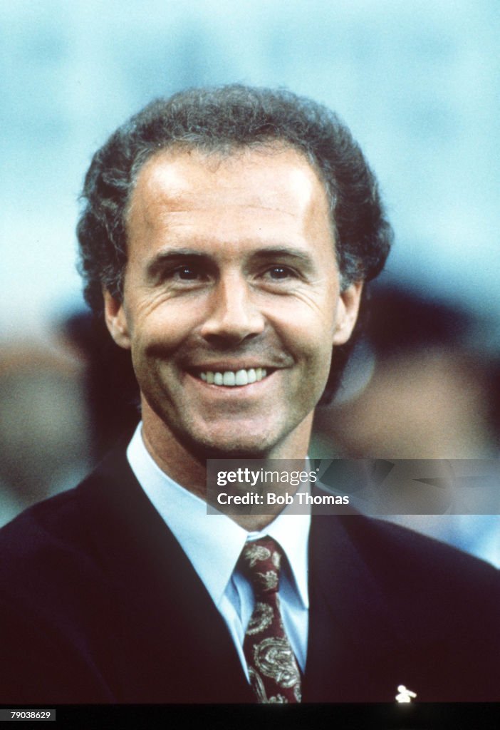 1990 World Cup Finals. Second Phase. Milan, Italy. 24th June, 1990. West Germany 2 v Holland 1. West Germany's manager Franz Beckenbauer smiling.
