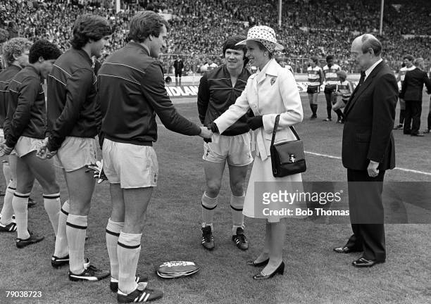 Football, FA Cup Final, 22nd May 1982, Wembley Stadium, Tottenham Hotspur 1 v Queens Park Rangers 1, HRH Princess Anne is introduced to Tottenham...